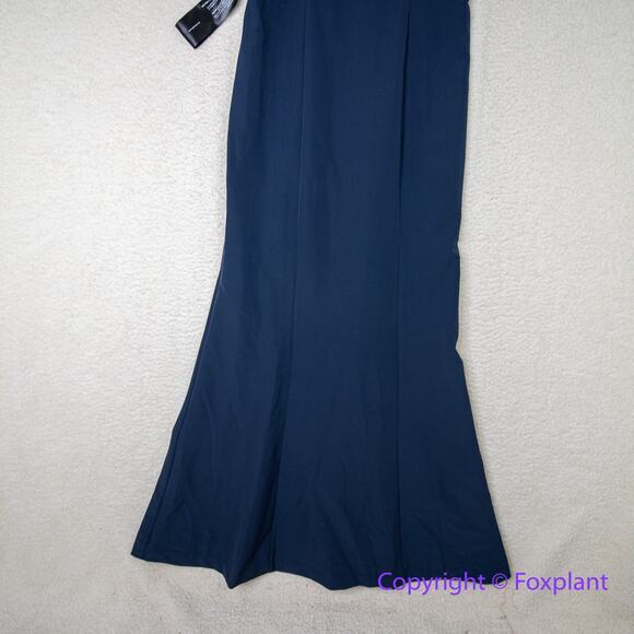 New!‎ Kay Unger Talia Column Gown navy blue, women size 10 - Picture 5 of 16